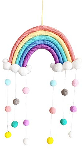 Nicole Knupfer Makramee Regenbogen Wandbehang Home Decoration Boho Room Decor Handgewebte Tapisserie Kinder Wand Dekoration (CH5A-1)