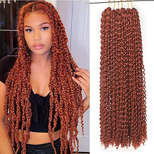 Xtrend 24 pouces Water Wave Crochet Braids Hair pour Butterfly Locs Passion Twist Crochet Hair 7Packs Eau chaude Réglage Cuivre Red Passion Twists Tressage Cheveux Bohème Tresses Cheveux 350#