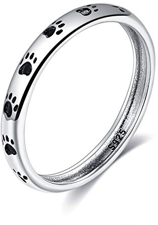 925 Sterling Silber Ring mit Katzenpfotenabdrücken und Hundepfotenabdrücken, Geburtstagsgeschenke für Frauen Mädchen 8 Sterling Silber 8 Sterling Silber, 8, Sterling Silber