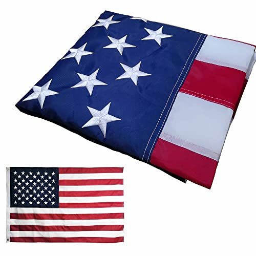 Hola Fiesta Amerikanische Flagge, 9 x 152 cm, Oxford-Nylon, USA-Flagge mit gestickten Sternen / genähten Streifen für den Außenbereich oder Garten