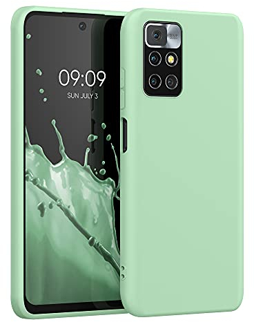 kwmobile Hülle kompatibel mit Xiaomi Redmi 10 (2021/2022) Hülle - weiches TPU Silikon Case - Cover geeignet für kabelloses Laden - Mintgrün matt
