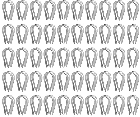 50 Stück Drahtseil Kausche Set Edelstahl Drahtseil Clips Kabel Rigging Werkzeuge Spannschloss für Schiffbau Industrie Drahtseil Rigging(M2 (2mm))