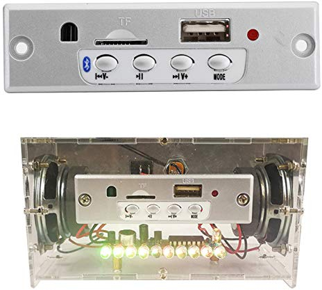 Kit de Caja de Altavoz Bluetooth para Bricolaje, Construya Su Propio Kit de Amplificador de Bricolaje, Amplificador de Sonido Electrónico de Luz de Control de Voz Pequeño, para Niños,(Transparente)