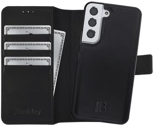 Burkley 2-in-1 Leder Handytasche für Samsung Galaxy S22 - Abnehmbares Back Cover, 360° Schutz, Kompatibel mit Galaxy S22