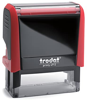Trodat Printy 4913 - Custom - Gehäusefarbe Rot (Abdruckfarbe Schwarz) - 58x22mm - 6 Zeilen - personalisierbarer Namensstempel, Adressstempel oder Firmenstempel