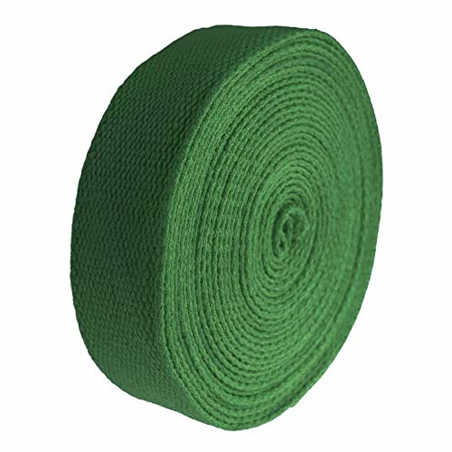 5m Gurtband 25mm 100% Baumwolle Gurtbänder Tragegurt Taschengurt Variantenwahl, Größe:25 mm | 2.6 mm, Farbe:grün
