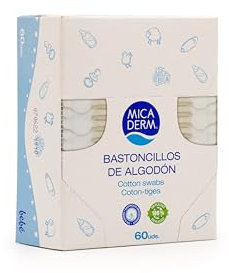 Micaderm Bastoncillo, 60 unidades Suave Algodón Disco desmaquillador de algodón Redonda