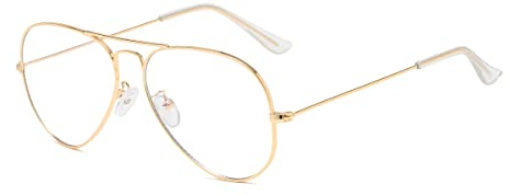 Junsika Blaulichtfilter Brille Klassischer Pilotenbrille Metallrahmen Ohne Sehstärke Pc Gaming Anti Bluelight Brille Unisex
