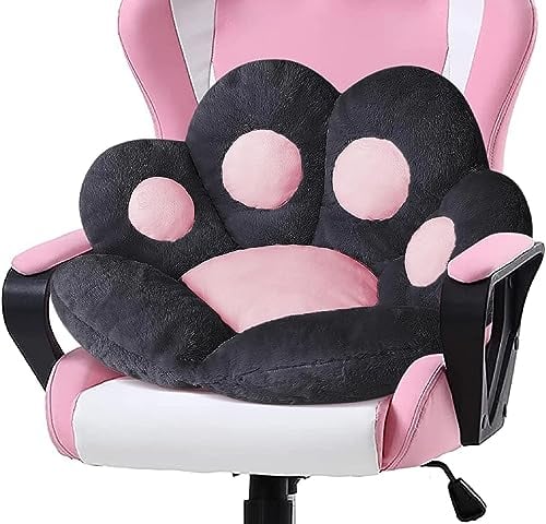 LANPEW Katze Pfot Rückenkissen Sitzkissen Cute Cat Paw Stuhlkissen Sitzkissen Plüsch Komfort Sitzpolster Büro Lazy Warm Sitzkissen Bett Tatami Bodenkissen für Home (Schwarz, 60x60cm)