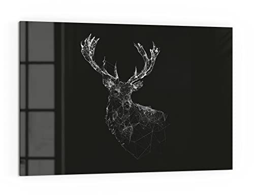 DEQORI Küchenrückwand Glas | Motiv Digitalisierter Hirsch | 60x40 cm | Bad- oder Herd-Rückwand | Herdblende Spritzschutz für Küche & Badezimmer | moderne Deko für Fliesenspiegel