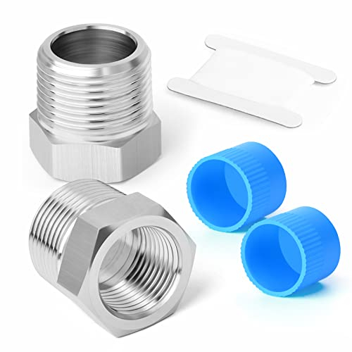 ERGAOBOY 2 Pcs 3/8 Female BSP Thread to 1/2 BSP Thread Male Forging Stainless Steel Reducer Hex Bushing,Fit for Pipe Connecting