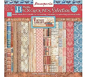 Stamperia Scrapbookpapier-Block 'Vintage Library Backgrounds' A4, Karton, Rechteckig, Kunsthandwerk, Dekoration
