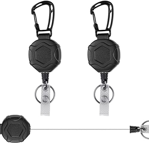 Vicloon jojo Badge Reel, 2pcs Einziehbarer Ausweishalter, Karabiner-Schlüsselanhänger, Ausziehbar Schlüsselband mit 60cm Stahlschnur Bergsteigen Abzeichen Schnalle Einziehbarer SchlüSselring