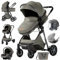 MoLi Kinderwagen 3 in 1, Kinderwagen Set Umkehrbarem Doppelschiebemodus, Kombikinderwagen 3 in 1 Großer Bequemer Babywanne, Buggy Rahmen Aluminiumlegierung Faltbar Hohe Landschaft (225 Dark Grey)