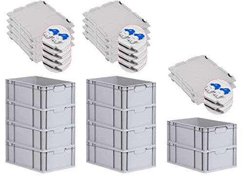 PROREGAL SuperSparSet 10x Eurobox NextGen Economy mit Scharnierdeckel & blauen Verschlüssen | Griffe geschlossen | HxBxT 22x40x60cm | 44 Liter | Eurobehälter Transportbox Transportbehälter