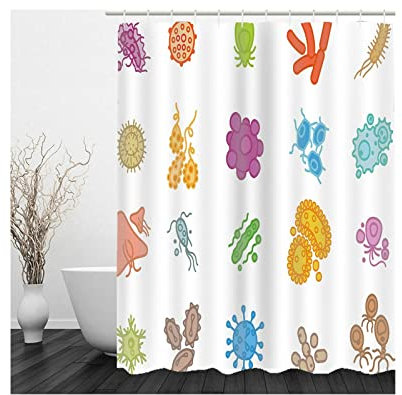 Duschvorhang 120X180 Waschbar, Duschrollo Um Die Ecke Polyester Shower Curtains Biologisch Bunt für Outdoor Hotel