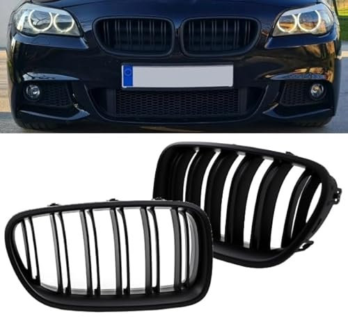 Doppelsteg Kühlergrill Grill Schwarz kompatibel für BMW 5er F10 F11 F18 auch M M5 (Matt Schwarz)