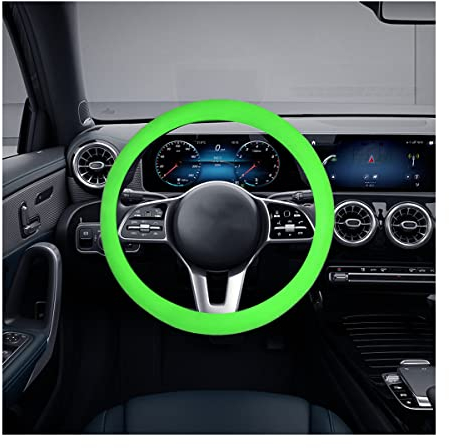JNNJ Auto Lenkradhülle, Auto Lenkradhülle Aus Silikon, Anti-Rutsch Lenkradhülle Atmungsaktiv Lenkradbezug, Universal Elastisch rutschfest Lenkrad Abdeckung(Grün)