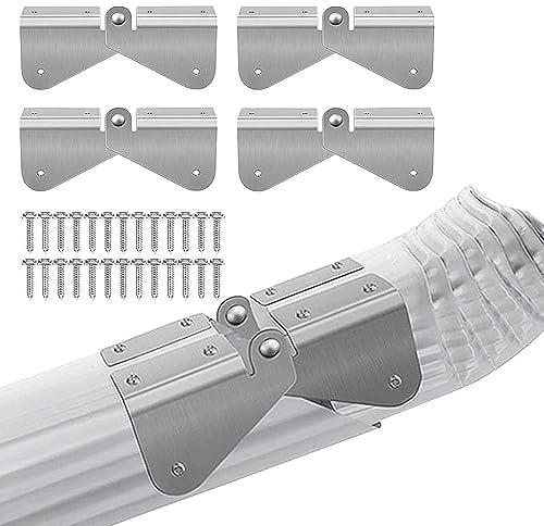 Dachrinnen Verlängerungsscharnier, 4 Stück Verlängerungsscharniere für Fallrohre, Klappscharniere Dachrinnenscharniere mit 26 Schrauben für die Verlängerung der Regenrinne