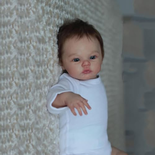 RXDOLL 19 Zoll 48CM Echtes Leben Baby Junge Puppe Weiche Vinyl Silikon Ganzkörper Reborn Babypuppen Vollsilikon Baby Junge Realistische Neugeborene Baby Puppe Waschbar Spielzeug