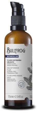 Bullfrog – Delicate Aftershave Fluid – Beruhigendes und feuchtigkeitsspendendes Aftershave für empfindliche Haut, 96,3% natürliche Inhaltsstoffe, alkohol- und parfümfrei, schnelle Absorption, 75 ml