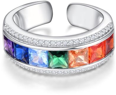 KINGWHYTE Chakra Ring für Frauen 925 Sterling Silber Chakra Schmuck Heilung Geschenke für Damen Mama Yoga Liebhaber