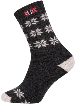 HomeOfSocks Norweger Socken Damen Herren Snowflake Skandinavische | Wolle · elastisch · Wärmend · Atmungsaktiv · Weich · Casual