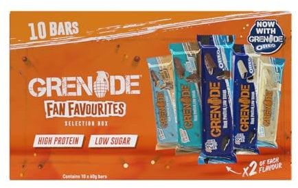 Grenade High Protein, Low Sugar Bar - Fan Favourites Selection Box Protein Bars, 10 x 60 g (Packaging May Vary)