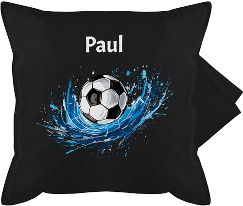 Kissenbezug - Fußball Geschenk Fußballfan Geschenke Fußballbegeisterte I Fußballliebe - 50 x 50 cm - Schwarz - Fussball Kissen fussballkissen fußballfans Name kissenhülle