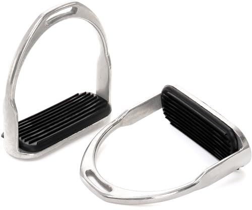 Cididu 2 Pack Horse Riding Stirrups, Metal Hose Saddle Stirrup with Rubber Pad, Safety Knee Ankle Protection Saddle Pain Stress Relief