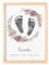 DEL MÀ Unique & Personal Baby Fußabdruck Bild personalisiert Meilenstein Poster für Babyzimmer Deko mit Blumenkranz Kinderzimmer Dekoration Erinnerung (OHNE FARBE | mit oder ohne Rahmen)