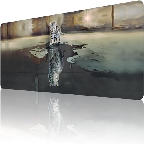 GLANDOTU Mouse Pad/Gaming Mouse Pad/Mouse Mats for Desk/Large Mouse Pad 1200x600mm/XXXL Mousepad,Stitched Edges Anti-Slip Waterproof Rubber Base Mouse Mat,improved precision and speed -Cats & Tigers