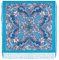 Original Damen Russischer Pawlow Pavlovo Posad Schal Blau Tuch Umschlagtuch mit Seidenfransen 100% Wolle, mit Paisley und Blumen 89cm x 89cm