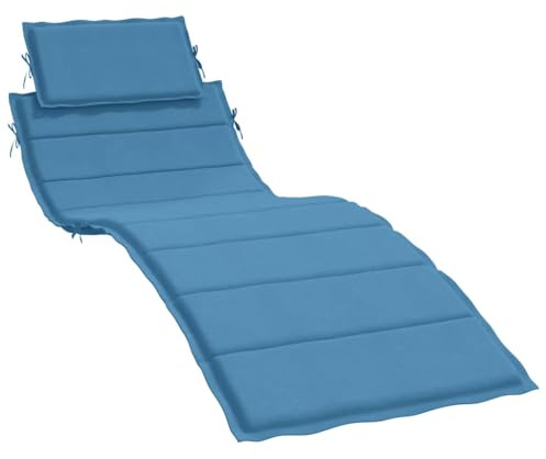 vidaXL Liegenauflage, Auflage Polster für Sonnenliege Gartenliege, Polsterauflage Kissen für Gartenmöbel Liegestuhl, Melange Blau 186x58x4cm Stoff