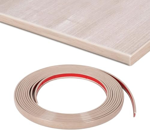 U-Form Selbstklebend,5M PVC Weichsockelleiste Holzmaserung Möbelkantenband Faltbarer Kantenschutz für Schrankkanten, Abschlussleiste, Arbeitsplatten (Eiche weiß, 18mm * 5m)