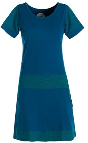 Vishes kurzärmliges Damen-Kleid in türkis I Größe 2XL (44) I Handgefertigt aus 100% Baumwolle I Kleid mit Taschen I Ideal für Sommer I Nachhaltige Alternative Bekleidung