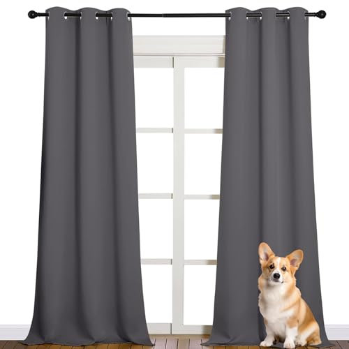 WUXXIANG Tende Salotto Moderne 2 Pezzi 45 x 115 cm Termica Isolante, 100% Poliestere, Tende Oscuranti per Interni Isolanti Termiche, Set da 2 Pannelli, per Soggiorno, Porta Interna, Grigio Scuro