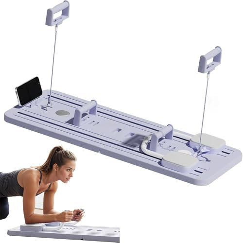 Pilates Reformer, 5 in 1 Reformer Pilates Maschine Klappbar Pilates Reformer Board mit Timer und Handyhalterung, Multifunktionales Bauchmuskel Brett für Zuhause und Fitnessstudio (Lila)