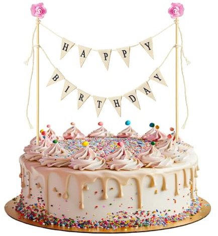 Wimpelketten Torten Topper Girlande Cake Topper Banner Happy Birthday Tortendeko für Geburtstage Dekoration Hochzeiten Partydekorationen Kuchen Desserts