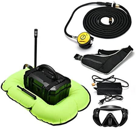 QZCX Tauchflasche, Tauchventilator, Intelligentes Subversion-Upgrade, Tauchausrüstung, Atemschutzmaske, Sauerstoff, Angeln, Künstliche Fischkiemen,zum Gerätetauchen(D3000Green)