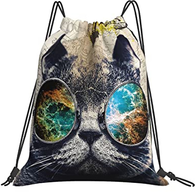 Klapprucksack Coole Katze Sportbeutel Alltag Sportrucksack Outdoor Sportarten Reiserucksack Für Jungen, Schule, Schwimmen, 36X42Cm