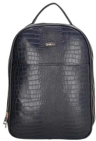 Charm London Damen Rucksack Krokoprint Design mit 13,3 Zoll Laptopfach, Haupt- & Vordertasche, Verstellbare Schultergurte, Stilvolle Schultasche, Arbeitsrucksack für Frauen