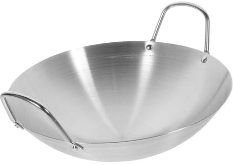 OKUMEYR Wok De Acero Inoxidable Con Doble Asa Sartén Para Inducción y Cocina Resistente y Fácil De Limpiar