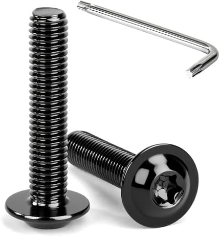 Tunejoy Viti a Testa Bombata Torx Nero con Flangia M8 x 40 mm Vite a Testa Esagonale Bulloni in Acciaio Inox A2 V2A Viti a Brugola con Chiavi a T40 Filettatura Completa 20 Pezzi