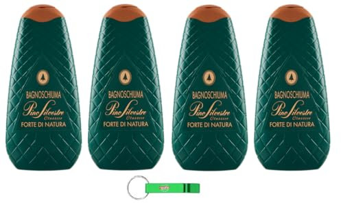 4x Pino Silvestre Duschgel Classico Forte di Natura Bath Foam Bagnoschiuma,Duschgel 750ml + Beni Culinari Kostenloser Schlüsselanhänger