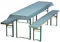 NYVI Bierbankauflagen Set NYVIGala 240x90 cm Grün Kariert - 1x Tischdecke für 220x70 cm Biertische & 2X Gepolsterte Auflage für 220x25 cm Bierbänke - Sitzauflage für Bierzeltgarnitur