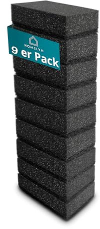 HOMELYN Lot de 9 éponges à vaisselle - 9 x 7 x 3 cm - Noir - Côté doux et côté à récurer - Pour casseroles, poêles et vaisselle - Éponge de cuisine - Éponge de nettoyage - Éponge de nettoyage - Éponge