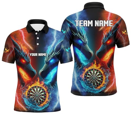 Outfitsuche Personalisierte 3D Drachen-Dartshirts für Herren & Damen | Wasser-Feuer-Team-Liga-Darttrikots Leistungs-Darttrikot T2397