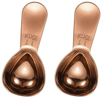 sourcing map 2Pcs Stainless Steel Coffee Scoop, 15ml Short Handle Measuring Spoon for Ground Coffee Tea Sugar Kitchen Gifts, Rose Gold