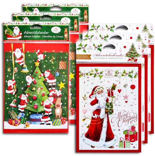 6 er Pack wunderschöne Nostalgie Adventskalender Schokolade/Schoko von Confiserie Heidel 6 x 75 g zum Schäppchenpreis!!!!
